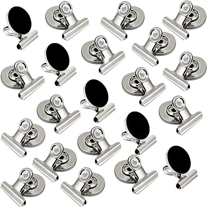 20 Pack Fridge Refrigerator Magnets, Strong Magnetic Clips for Whiteboard, Office, Locker, Photo Displays, Heavy Duty Magnetic Clips (30mm Wide)