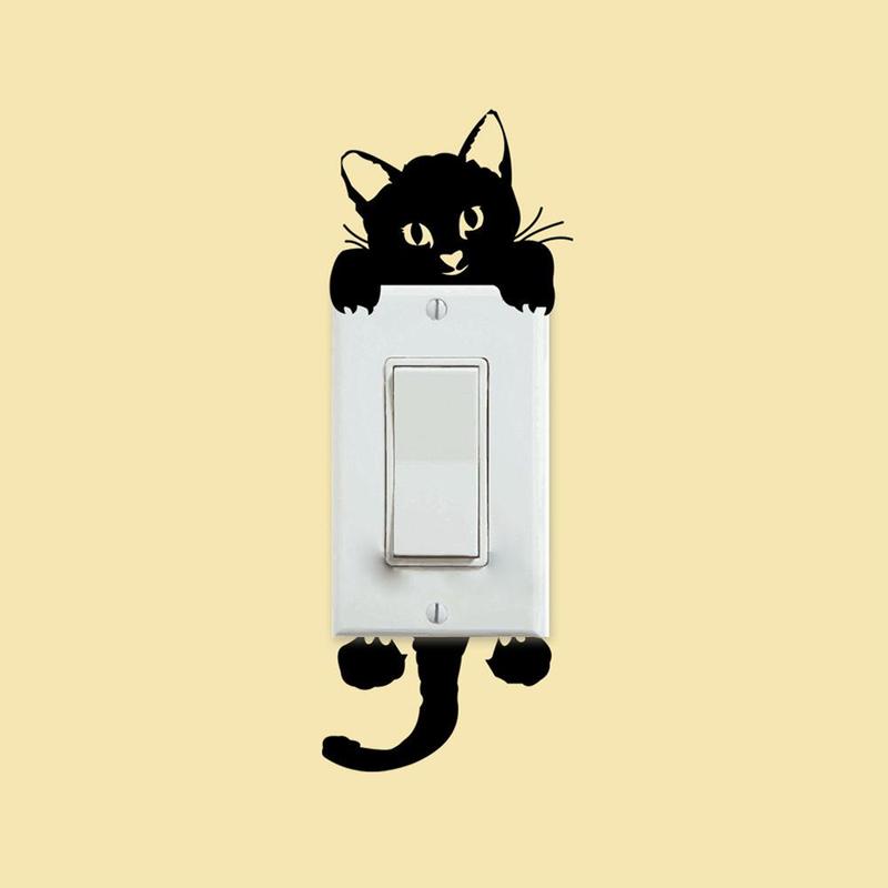 Cat Pattern Removable Switch Sticker, 1 Count Light Switch Sticker Decals Cover, Wall Decal Art Murals Home Decor