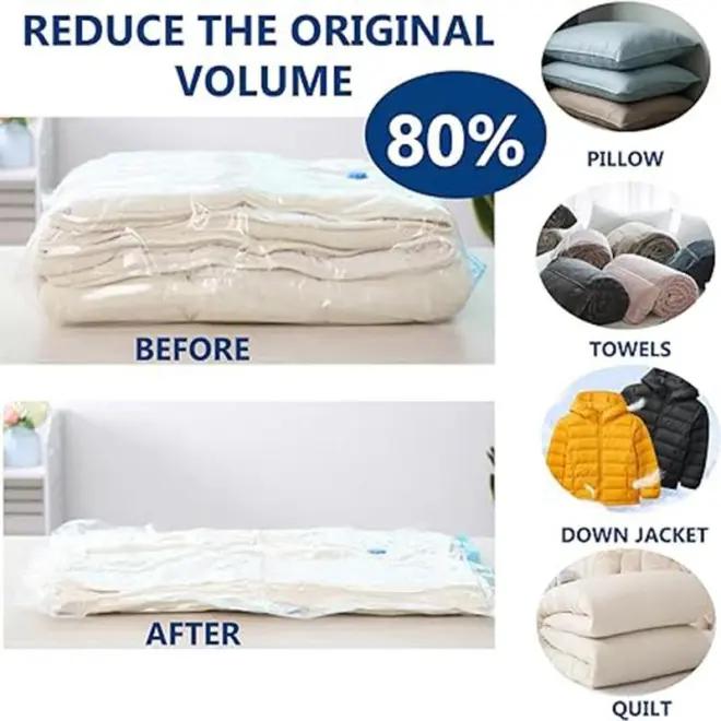 Black Friday & Cyber Monday Vacuum Storage Bag with Electric Pump,8pcs Multi Size Vacuum Clothes Storage Bag & 1 Pump, Reusable Waterproof Space Saving Blanket Storage Organizer, 2024 Container, Bedroom Organizers and Storage seasonal clothing storage bag