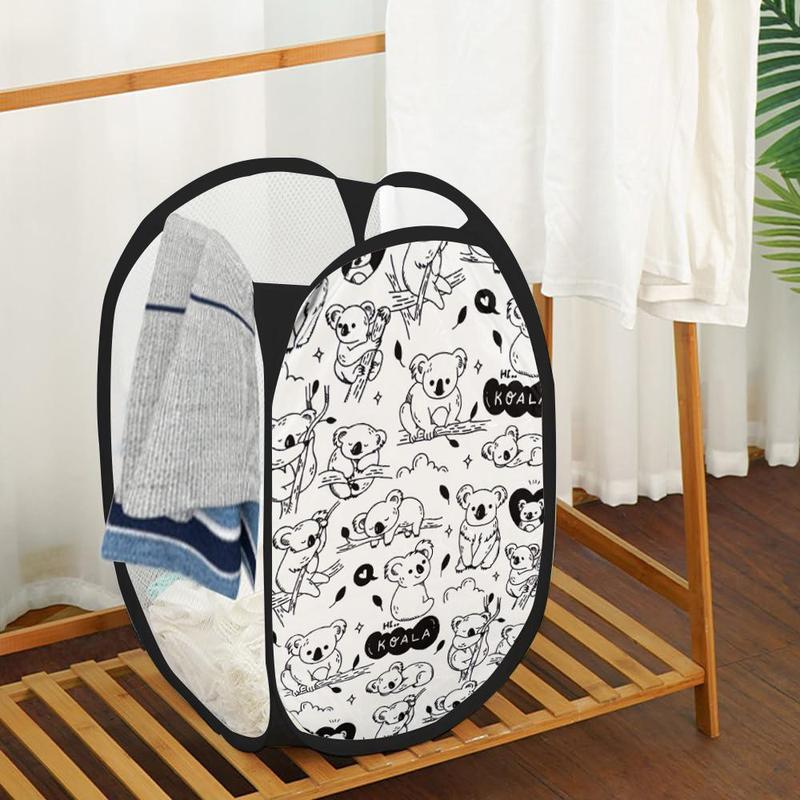 Foldable Laundry Basket, 3 Counts set Cartoon Animals Print Laundry Basket with Handle, Clothes Storage Basket, Home Organizer for Bathroom