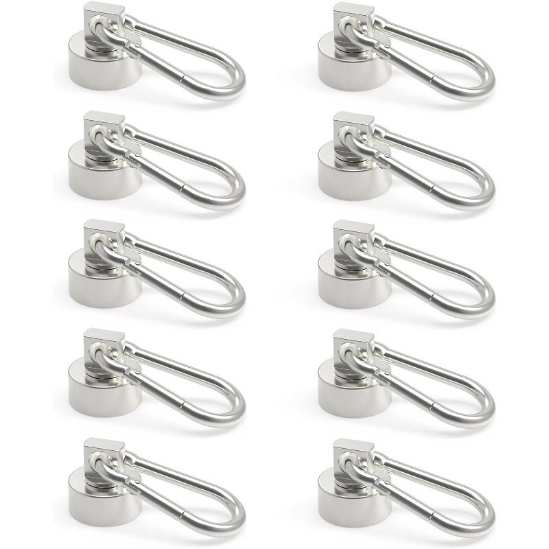 10 Pack Magnets Hooks Heavy Duty, with Carabiner 22lbs Strong Magnets Great Hanging, for Refrigerator Cruise Cabin Grill Wreath Kitchen Office