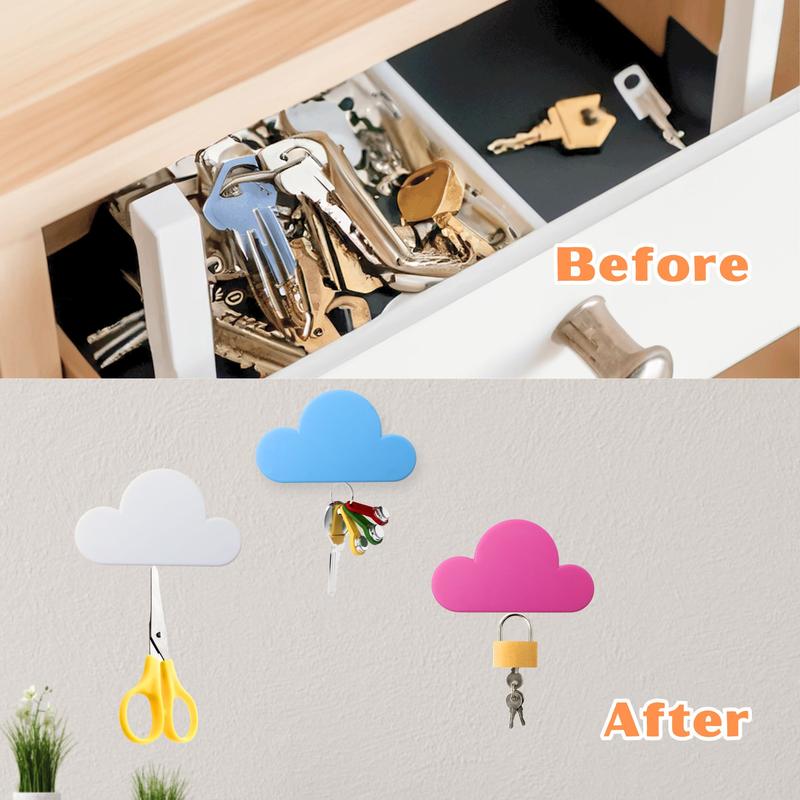 Cloud Magnetic Key Holder - Wall Keychains Hook,No-Drill Installation,Keychains Hooks with Adhesive,Home Organizer for Wall Door