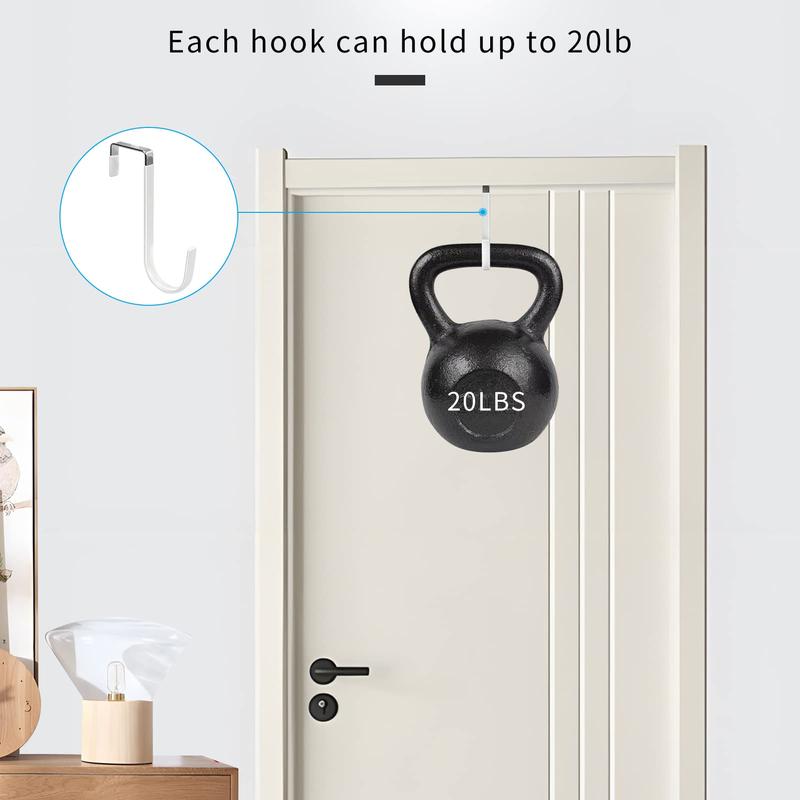 Over The Door Hook, 10pcs Door Hanger Hook with Rubber Prevent Scratches, Organizer Hook for Living Room, Bathroom, Hanging Clothes, Towels, Hats, Coats, Bags