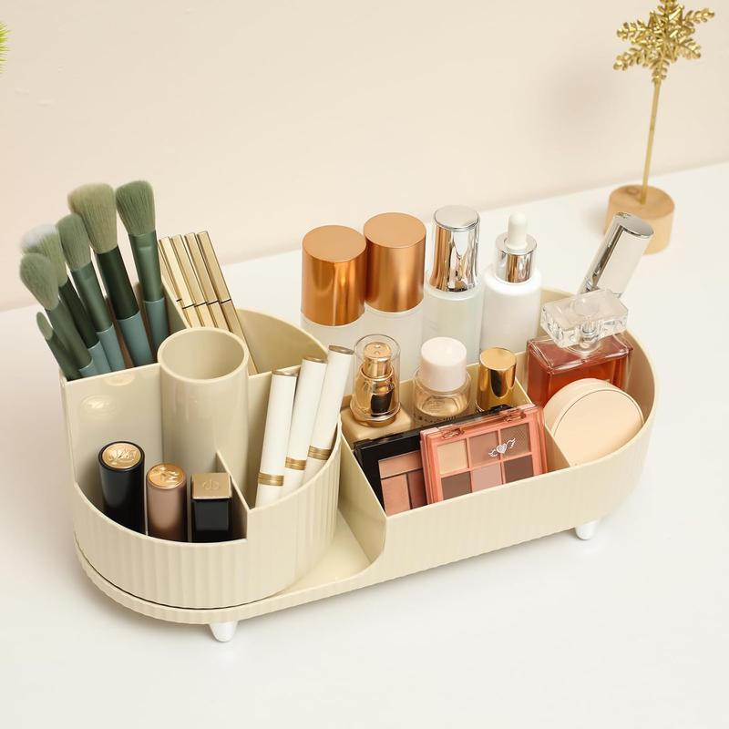 Makeup Organizer Countertop Rotating Makeup Organizer for Vanity Large Capacity Cosmetic Display Case with Makeup Brush Holder Cosmetic Organizer Countertop Boxes