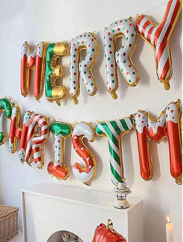 Christmas Decoration 1set Merry Christmas Letter Balloon For Holiday Party Decoration