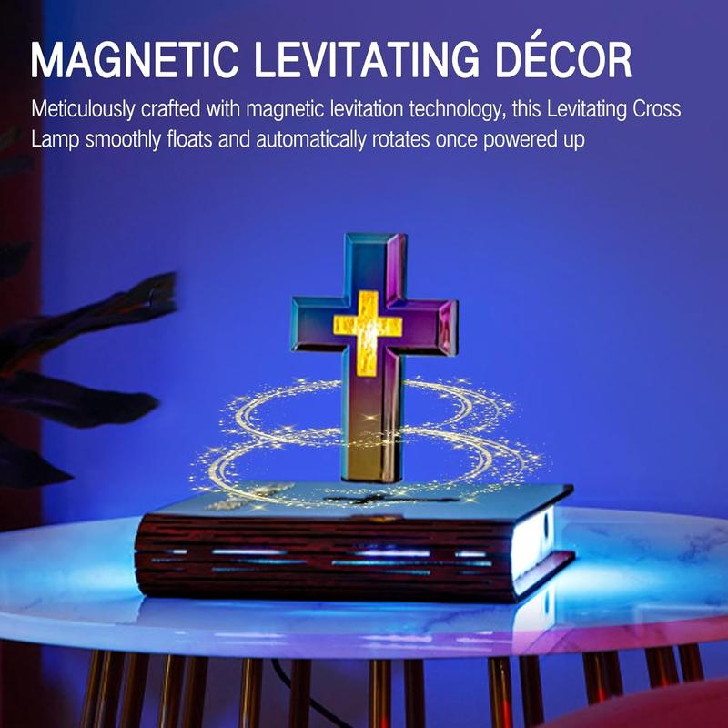 Magnetic Floating Cross Lamp with RGB Color-Changing Lights - Perfect for Home, Office, and Religious Decor