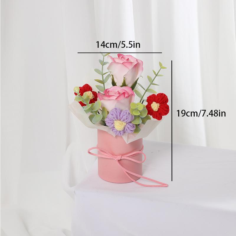 Artificial Flower Bouquet, 1 Count Faux Flower Bouquet with Gift Bag, Decoration Supplies for Home Living Room Bedroom