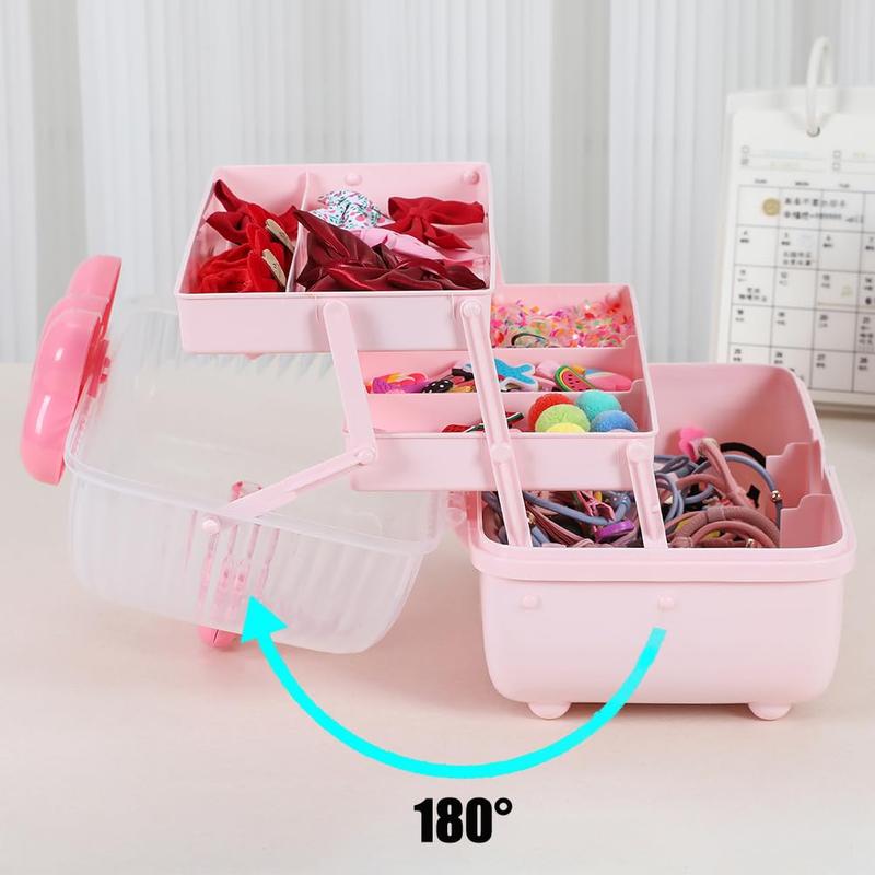 Hair Accessories Storage Box, 1 Count Cute Girls Hair Accessories Storage Box, Plastic Hair Ties Holder Hair Clips Container Headbands Organizer Gift for Girls Multipurpose Organizer