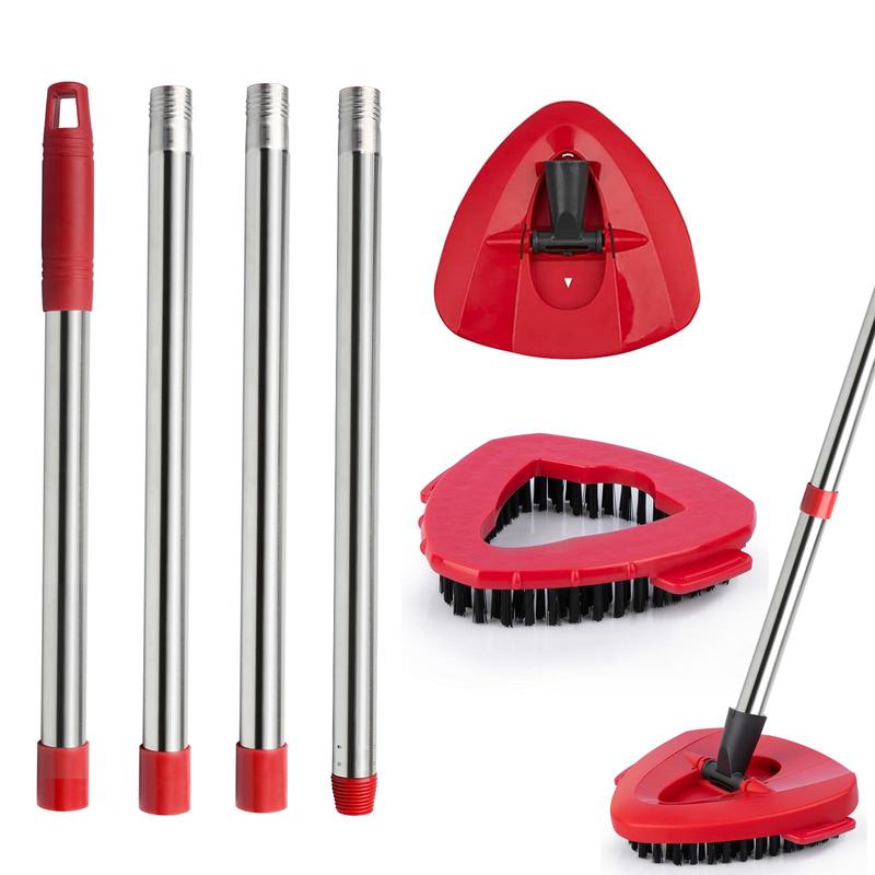 Tile Floor Brush, 1 Set Including 1 Handle, 1 Base and 1 Brush Head, 180° Rotatable Adjustable Tile Floor Scrubber, Cleaning Brush for Kitchen, Bathroom