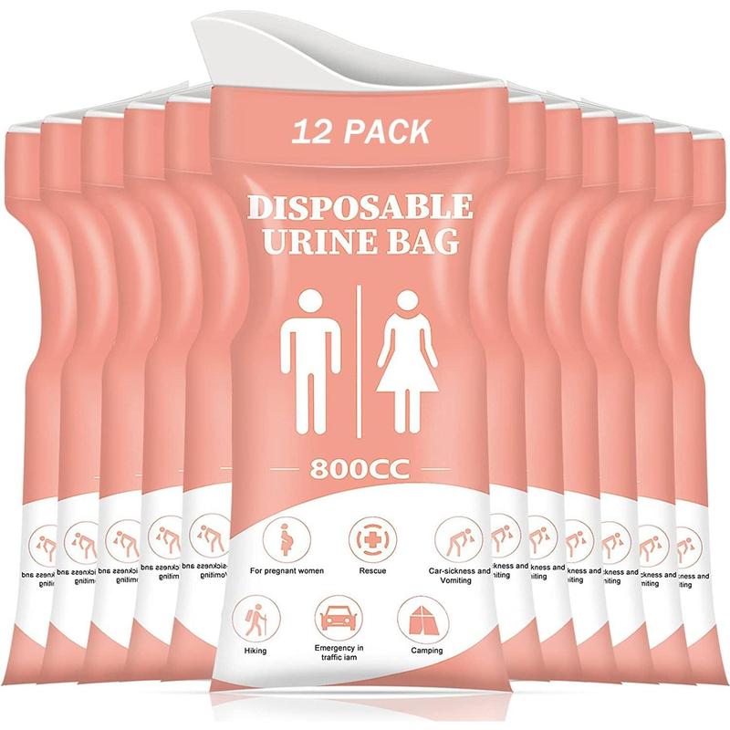 Disposable Urine Bag, 12 24 Pee Bags for Travel for Women Men, 800ML Emergency Portable Urinal Bag and Vomit Bags, Unisex Urinal Bag for Camping, Traffic Jams, Pregnant, Patient