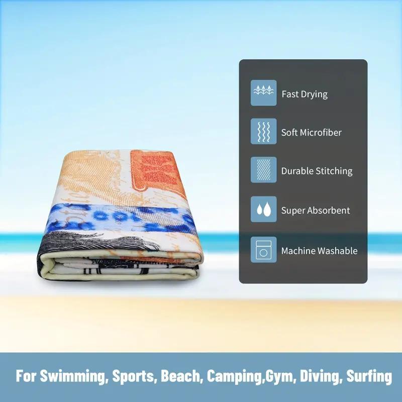 Money Printed Microfiber Beach Towel, Beach Blanket, Mat, Quick Drying Swim Towel for Swimming, Sports, Beach, Camping, Gym, Diving, Surfing, Fitness, Yoga, Beach Trip, Travel Essentials, Gifts