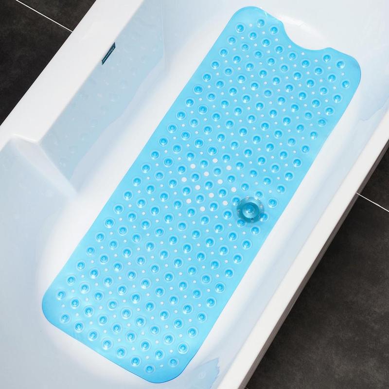 Solid Color Non-slip Bath Mat, 1 Count Foot Massage Bathroom Mat with Suction Cups & Drain Holes, Bathroom Accessories for Home Bathroom