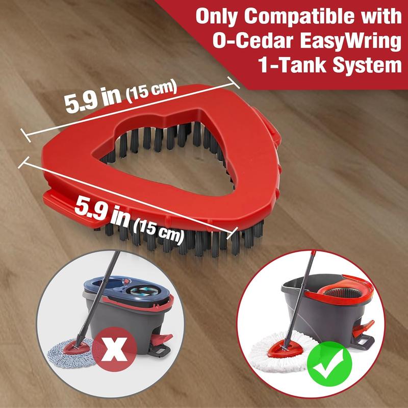 Scrubber Mop , 2 count Scrub Brush Attachments for O-Cedar EasyWring 1 Tank System, Triangle Spin Mop Hard Bristles Cleaning Brush Replacement Accessories for Bathroom Kitchen Pool Tile Floor