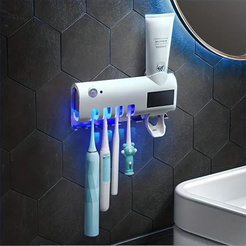 Smart UV Toothbrush Sterilizer, USB Charging Wall Mounted Toothbrush Holder, Toothpaste Organizer, Bathroom Supplies, Home Organizer