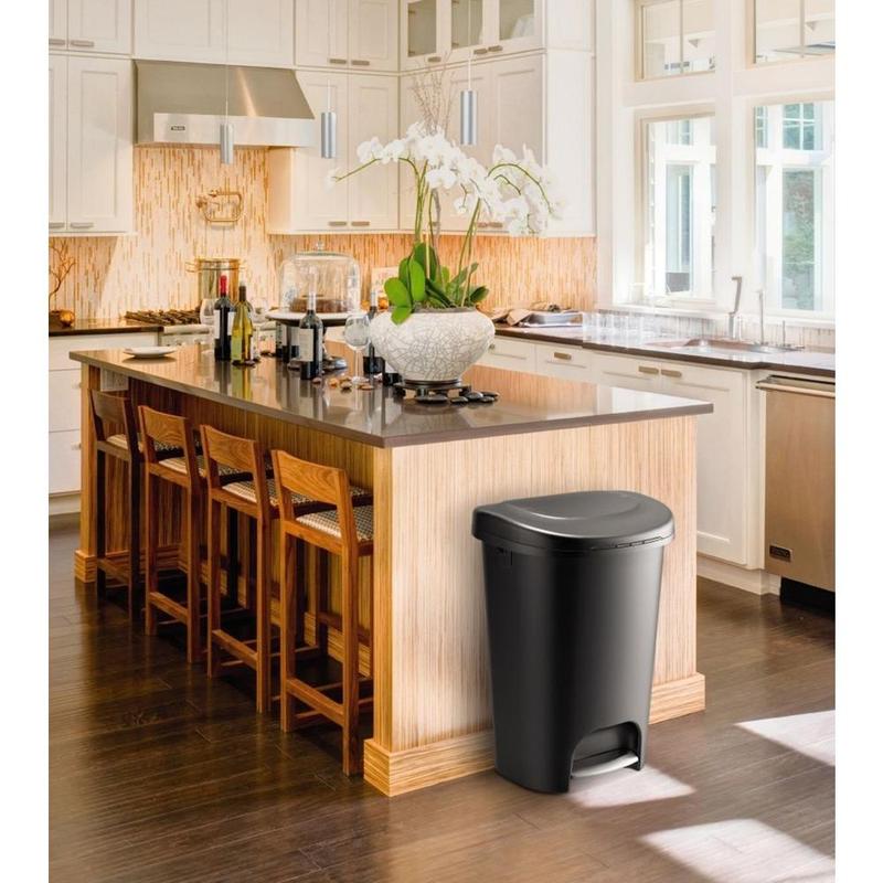 RUBBERMAID Black Foot Pedal Trash Can 13 Gallon Garbage Bin Waste Basket