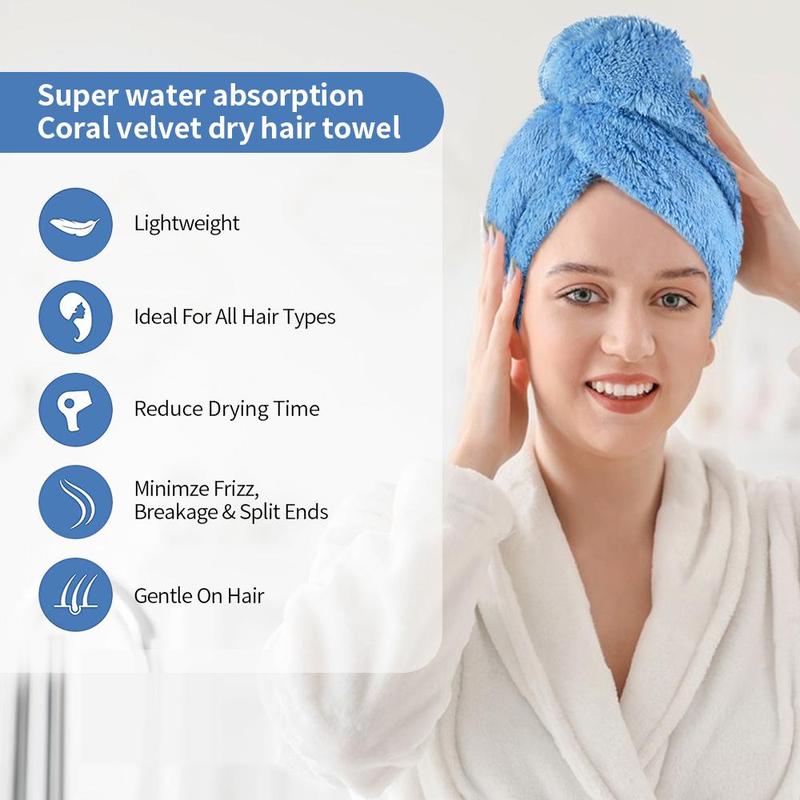 Microfiber Hair Drying Towel, 3 Counts set Water Absorbent Quick Drying Hair Towel Wrap, Hair Drying Cap for Women & Girls