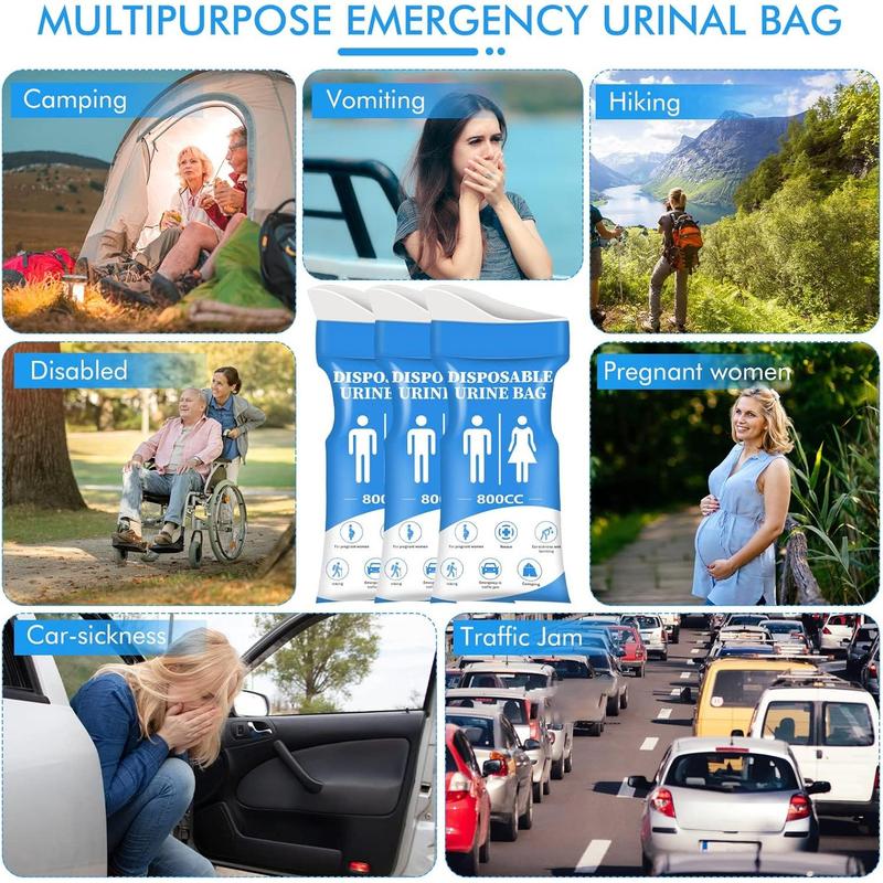 Disposable Urine Bag, 12 24 Pee Bags for Travel for Women Men, 800ML Emergency Portable Urinal Bag and Vomit Bags, Unisex Urinal Bag for Camping, Traffic Jams, Pregnant, Patient