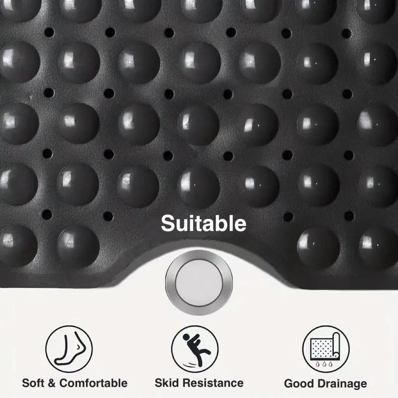 Solid Color Non-slip Bath Mat, 1 Count Foot Massage Bathroom Mat with Suction Cups & Drain Holes, Bathroom Accessories for Home Bathroom