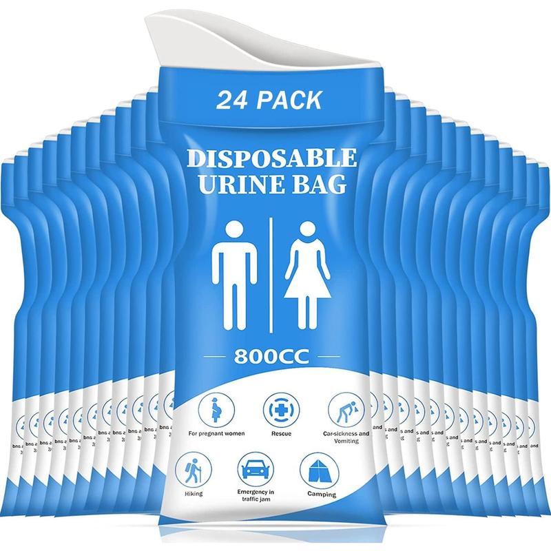 Disposable Urine Bag, 12 24 Pee Bags for Travel for Women Men, 800ML Emergency Portable Urinal Bag and Vomit Bags, Unisex Urinal Bag for Camping, Traffic Jams, Pregnant, Patient