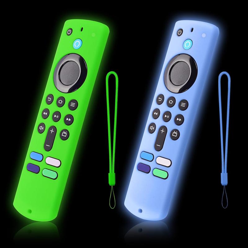 2-Pack Glowing Green + Glow Blue Remote Cover Compatible with  FireTV Stick, 3rd Gen., 4K Remote Controls, Anti-Slip  Protective Case with Lanyard, GITD!