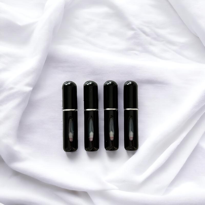 4-Pack Travel Mini Perfume Refillable Bottle 5ml, Men in Black 4pcs, Atomizer Cologne Container Liquid Organizer