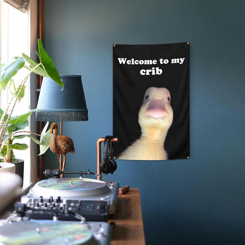 Welcome to My Crib Flag 2x3 Feet Wall Decor Flag With 4 Brass Grommets For Room Man Cave For College Dorm Room Decor, Outdoor, Parties Hanging Banner