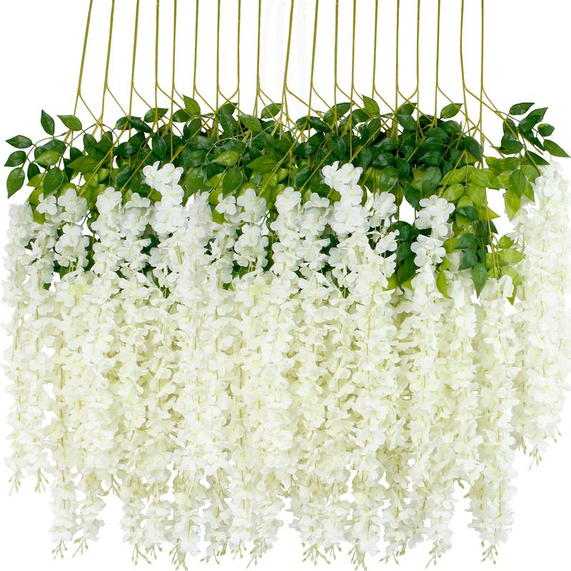 12 Packs Fuchsia Wisteria Hanging Wreath Fuchsia Trailing Flowers, 3.6ft Fuchsia Artificial Flower Vine, Fuchsia Wisteria for Background