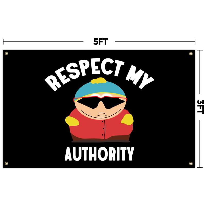 Respect MY Authority Flag, 3x5 Ft Funny Flags for College Dorm Room Decor, Man Cave Flag Tapestry for Home Room Decorations