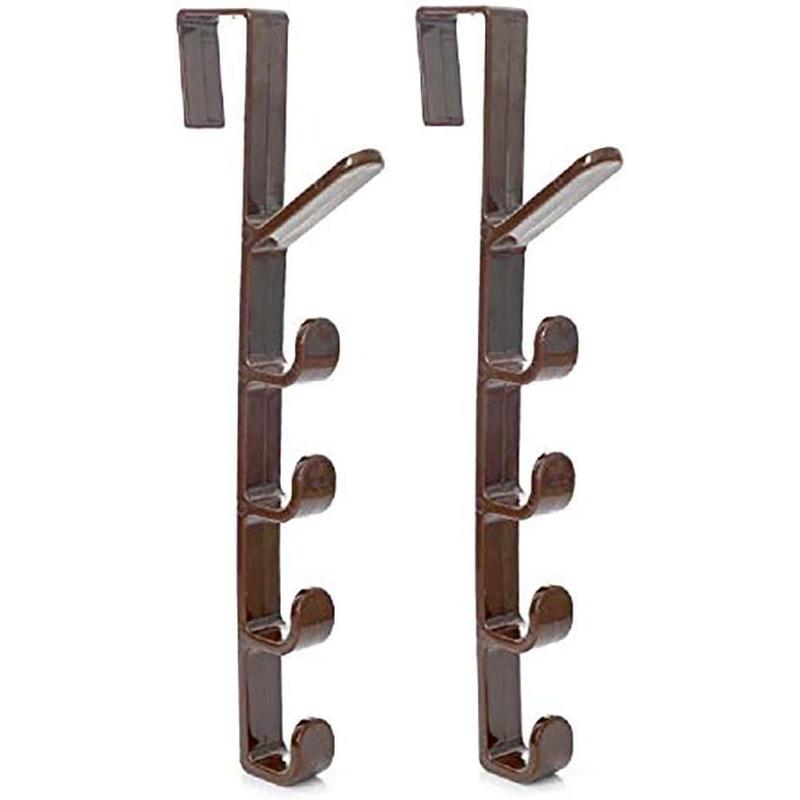 5 Layers Over The Door Hook Organizer Rack Hanger Backpack Handbag Door Hook, Pack of 2 (White)