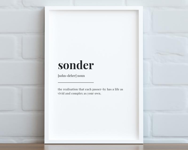 Sonder Definition Poster Prints No Framed, Gifts For Family Friend, Bedroom Wall Decor, Wall Art Home Decor, Outdoor Wall Art