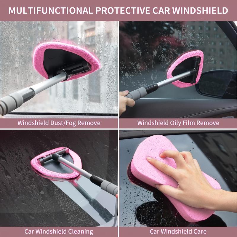 Car Windshield Cleaning Tool Set, Portable Car Windshield Cleaning Tool with Replacement Pads & Spray Bottle, Multifunctional Car Cleaning Tool