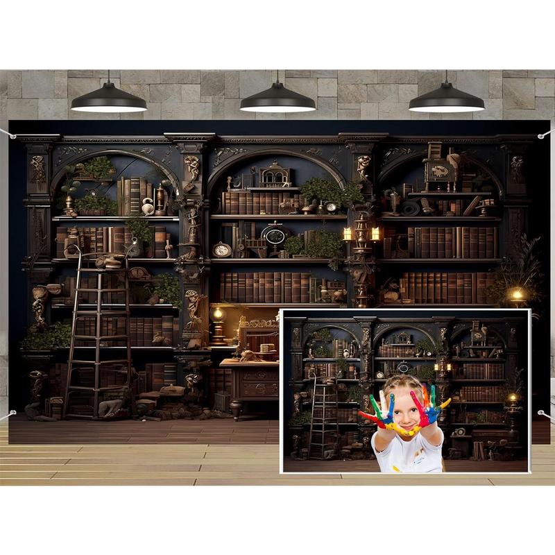 Medieval Bookcase Tapestry, Vintage Gothic Bookshelf Backdrop Spooky Library Tapestries Wall Hanging Dark Academia Wall Art for Bedroom Living Room Large Office Zoom Background