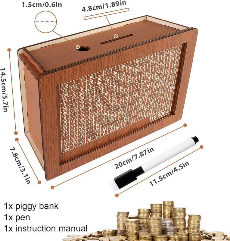 Wooden Money Saving Box - Secure Cash Vault & Savings Bank for Adults & Kids - Save Your Money with Cashbox Saver Box