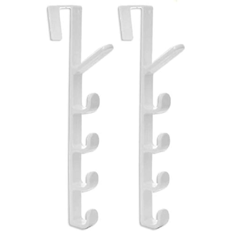 5 Layers Over The Door Hook Organizer Rack Hanger Backpack Handbag Door Hook, Pack of 2 (White)