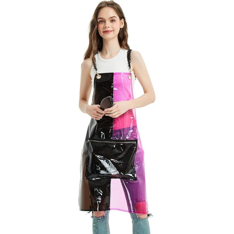 Hair Stylist Apron with pocket - Waterproof Transparent Salon Apron,One-Size-Fits-Most, Adjustable Chains