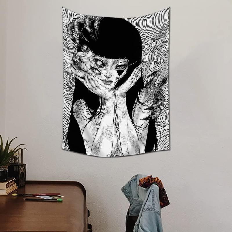 JOOCAR Canvas Anime Tomie Revenge Junji Ito Tapestry, Hanging Dorm Party Backdrop Decorations Home Decorations for Living Room Bedroom(60 x 40 in)