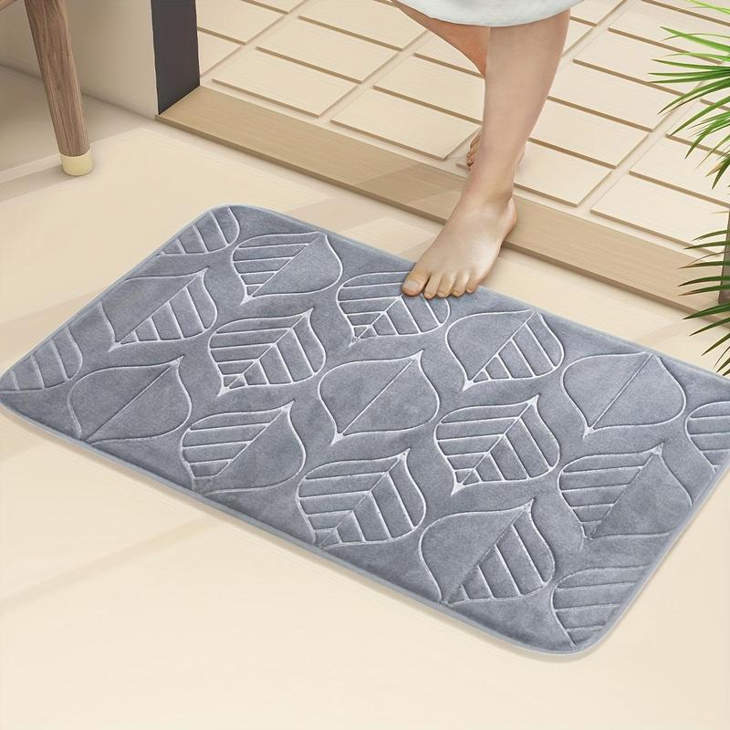 Leaf Pattern Bath Mat, 1 Count Non-slip Soft Absorbent Bathroom Mat, Rectangle Home Decor Floor Mat for Bathroom, Kitchen, Living Room