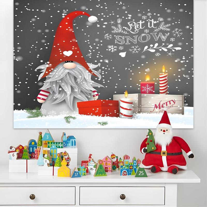 Christmas Themed Backdrop, 1 Count Christmas Gnome Pattern Backdrop, Festive & Party Supplies for Home Living Room Bedroom Kitchen