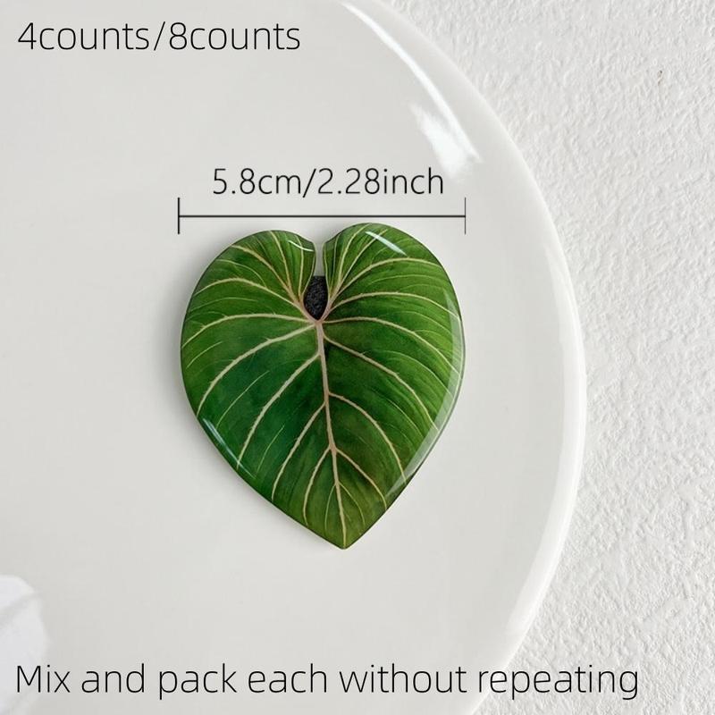 Artificial Leaf Shaped Fridge Magnet, 4 8 Counts Creative Soft Magnet Decorative Sticker, Home Decor Supplies for Kitchen & Bathroom