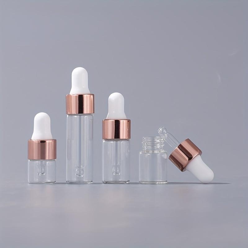 Mini Dropper Bottle, 10pcs Glass Empty Essential Oil Aromatherapy Bottle, Rose Gold Cap Pipettes Bottle