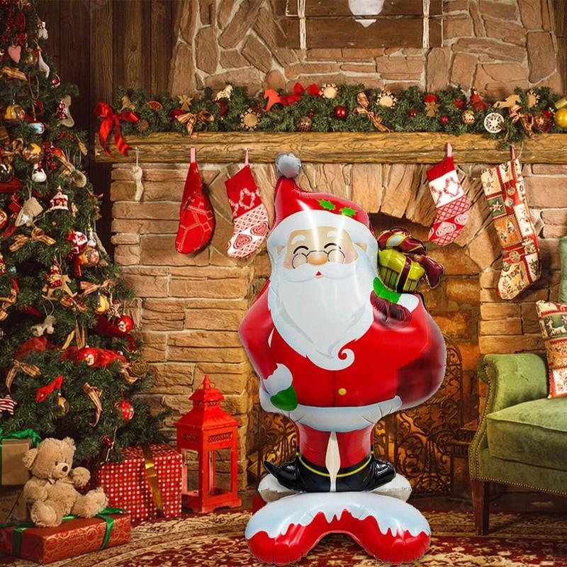 Christmas Standing Santa Claus Design Balloon, 1 Count Cute Santa Claus Balloon, Inflatable Balloon for Home Party Decoration, Party Supplies