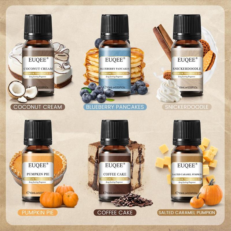 Food Series Aromatherapy Essential Oil, 6 Counts Natural Diffuser Oil, Home Fragrance for Bedroom Dining Room