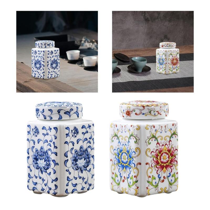 Ceramic Ginger Jar Porcelain Temple Jar Chinese  with Bottles  Canister Tin Organiser