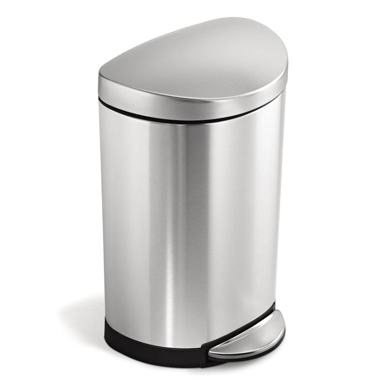 simplehuman 10L Semi-Round Step Trash Can Brushed Stainless Steel