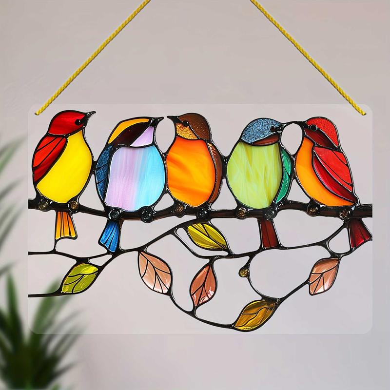 Bird Design Acrylic Hanging Decor, 1 Count Colorful Window Hanging Ornament, Home & Courtyard & Office Decor