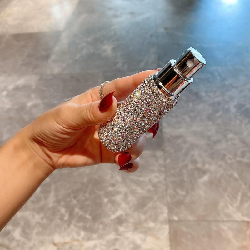 Rhinestone Decorated Empty Spray Bottle, 1 Count Portable Refillable Perfume Bottle, Empty Perfume Dispenser Bottle for Travel