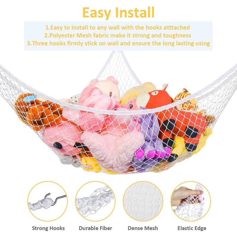 Mesh Hanging Storage Net, 1 Count Plush Toy Hammock, Plush Toy Storage Net, Home Organizer for Living Room Bedroom, Home Supplies