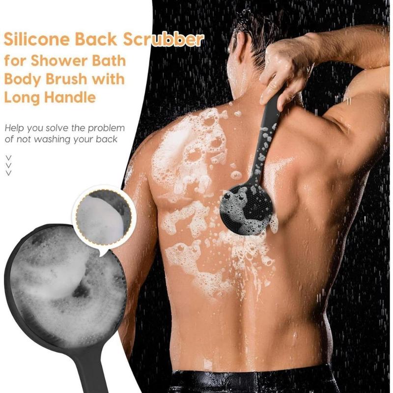 Silicone Back Scrubber for Shower, Bath Body Brush with Long Handle, Double Sided Shower Brush for Shower Exfoliating and Massage Can Produce Rich Foam, Long Handle Back Scrubber for Men and Women(Creative Life Pavilion) Accessories