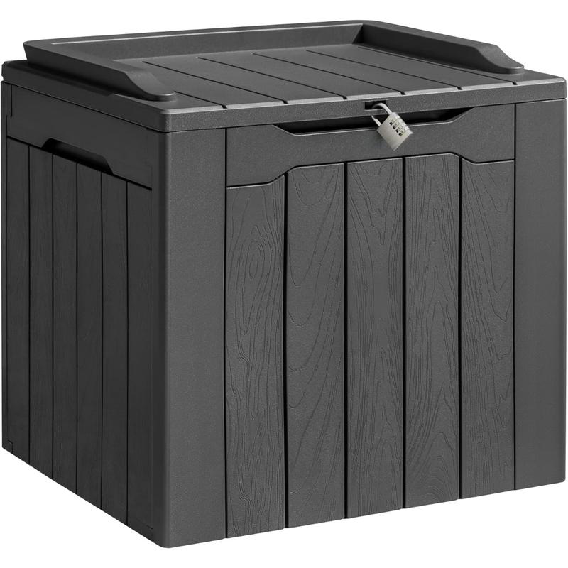 85 Gallon Large Resin Deck Box Waterproof Outdoor Storage with Padlock Indoor Outdoor Organization and Storage Container for Patio Furniture Cushions, Pool Toys, Garden Tools (Black) Organiser Rattan Organiser Rattan