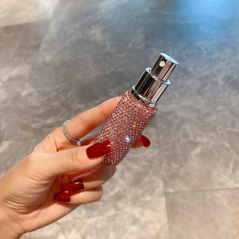 Rhinestone Decorated Empty Spray Bottle, 1 Count Portable Refillable Perfume Bottle, Empty Perfume Dispenser Bottle for Travel